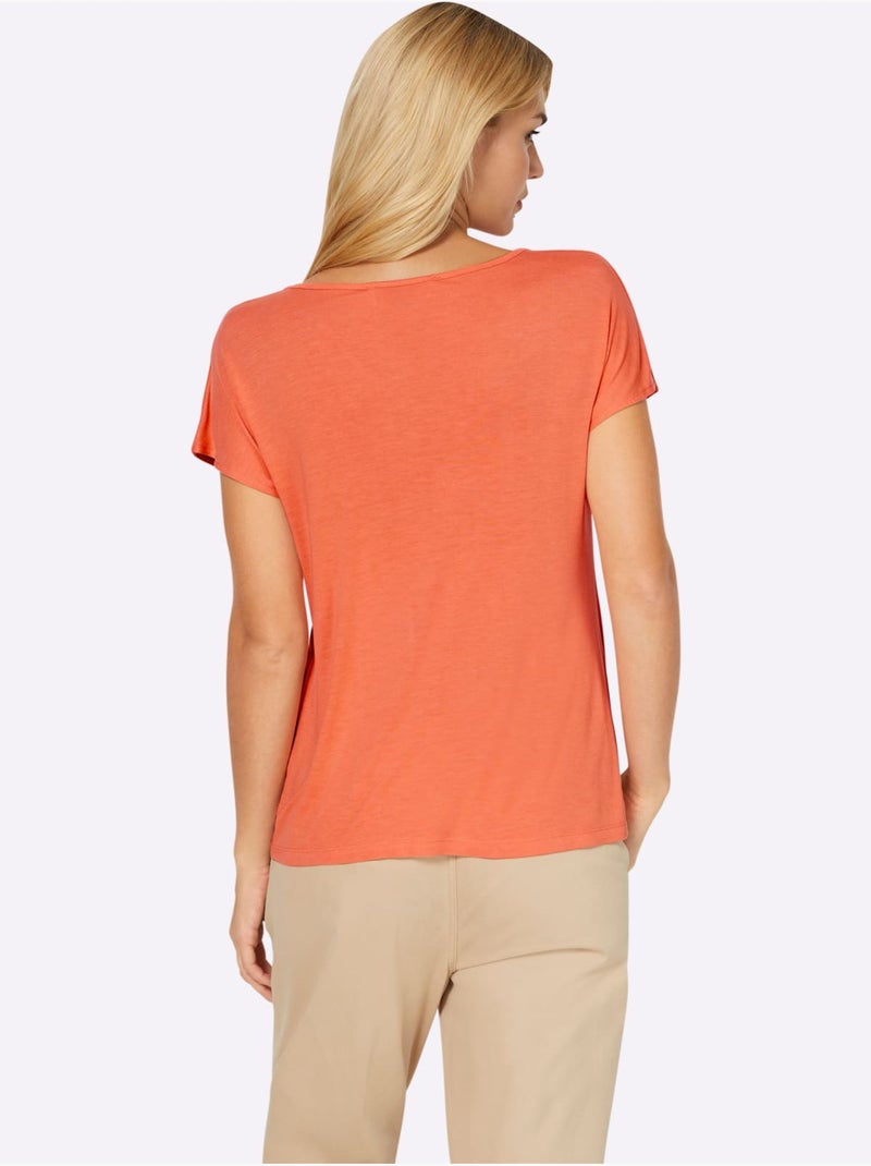 T-shirt à Manches Courtes - Taille Standard - Helline Orange mandarine - Kiabi