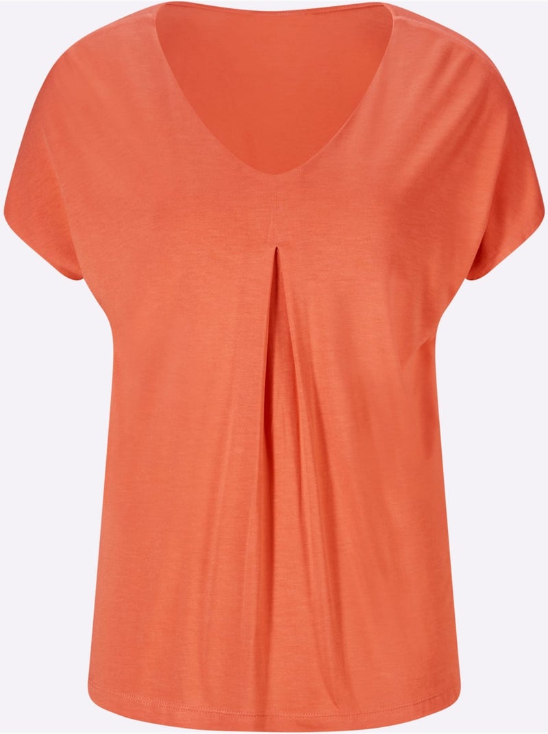 T-shirt à Manches Courtes - Taille Standard - Helline Orange mandarine - Kiabi