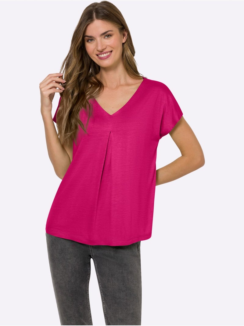 T-shirt à Manches Courtes - Taille Standard - Helline Rose fushia - Kiabi