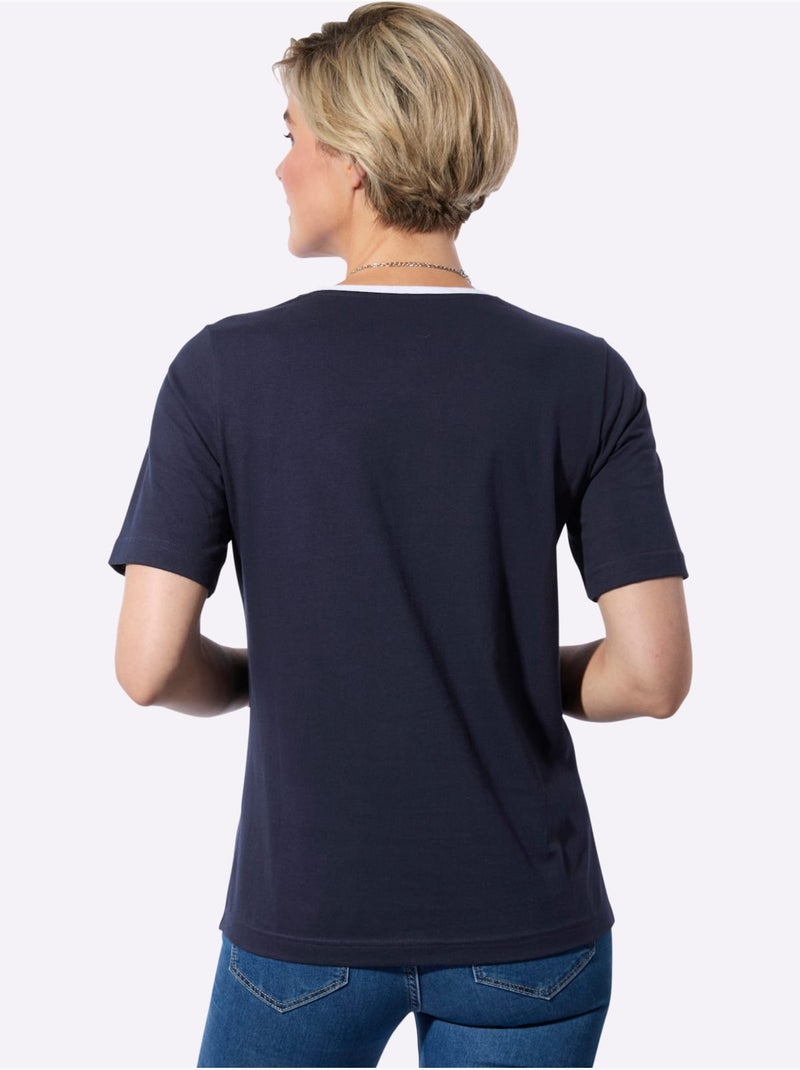 T-shirt à Manches Courtes 100% Coton - Taille Standard - Witt Bleu marine - Kiabi