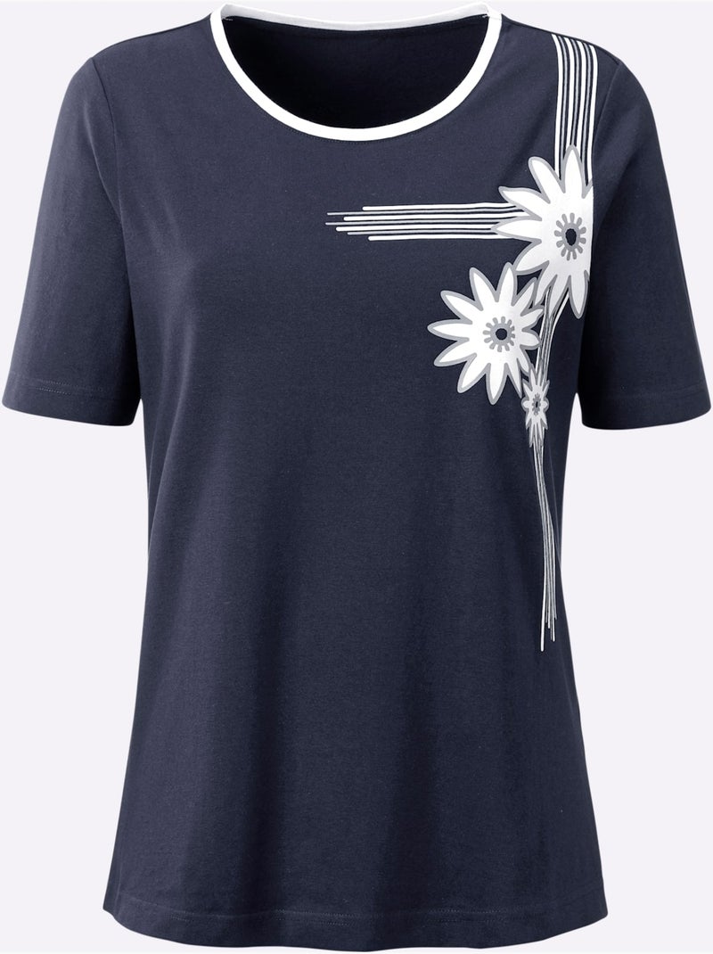 T-shirt à Manches Courtes 100% Coton - Taille Standard - Witt Bleu marine - Kiabi