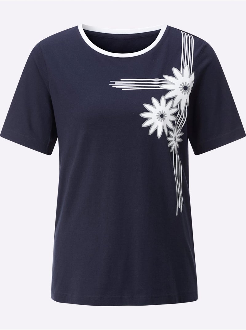 T-shirt à Manches Courtes 100% Coton - Taille Standard - Witt Bleu marine - Kiabi
