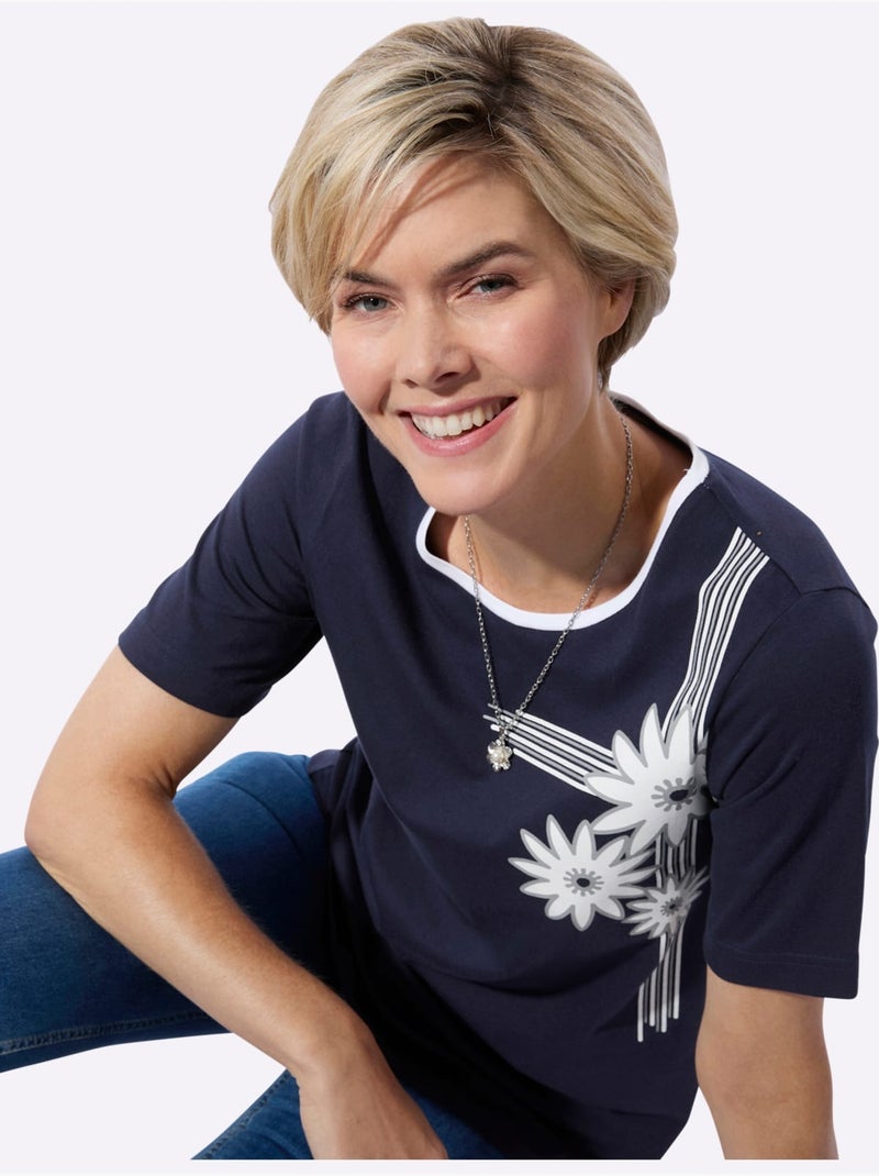 T-shirt à Manches Courtes 100% Coton - Taille Standard - Witt Bleu marine - Kiabi