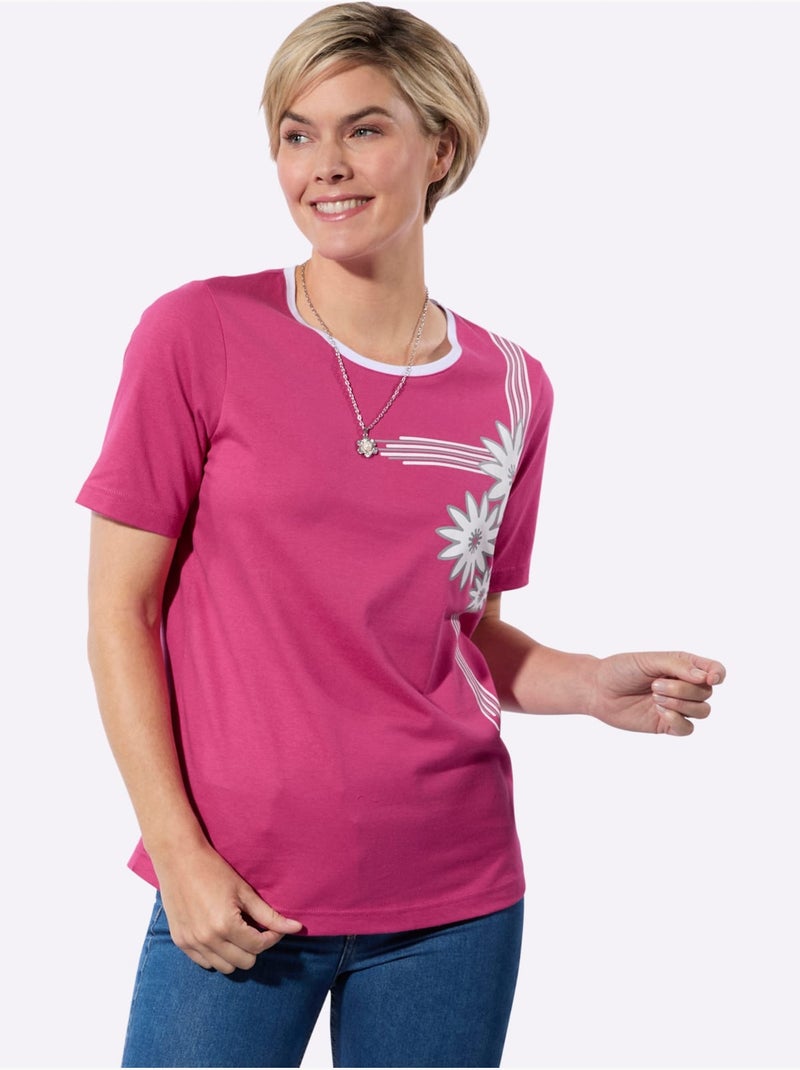 T-shirt à Manches Courtes 100% Coton - Taille Standard - Witt Rose fushia - Kiabi