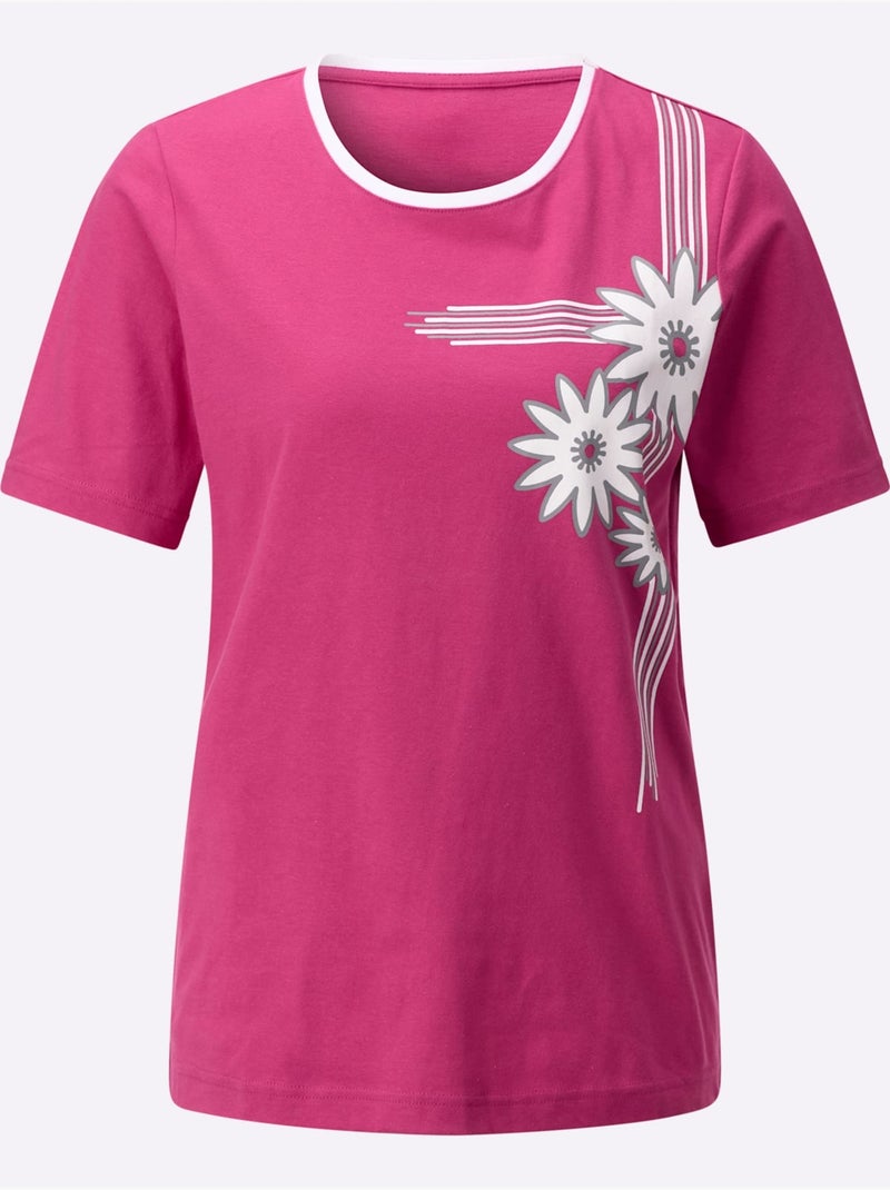 T-shirt à Manches Courtes 100% Coton - Taille Standard - Witt Rose fushia - Kiabi
