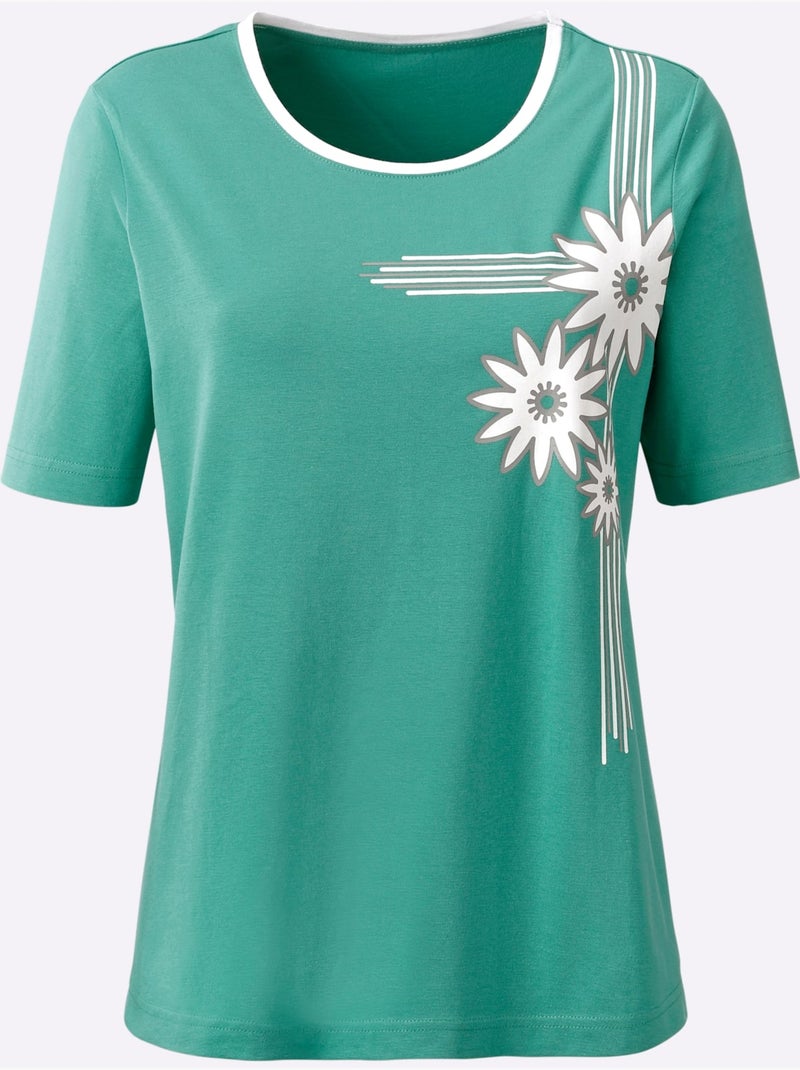 T-shirt à Manches Courtes 100% Coton - Taille Standard - Witt Vert émeraude - Kiabi
