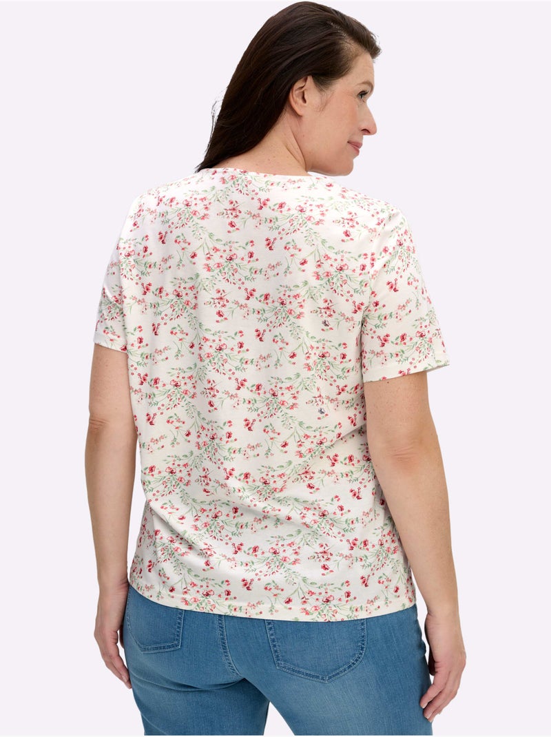 T-shirt à Manches Courtes 50% Coton - Taille Standard - Witt Beige/Rose - Kiabi