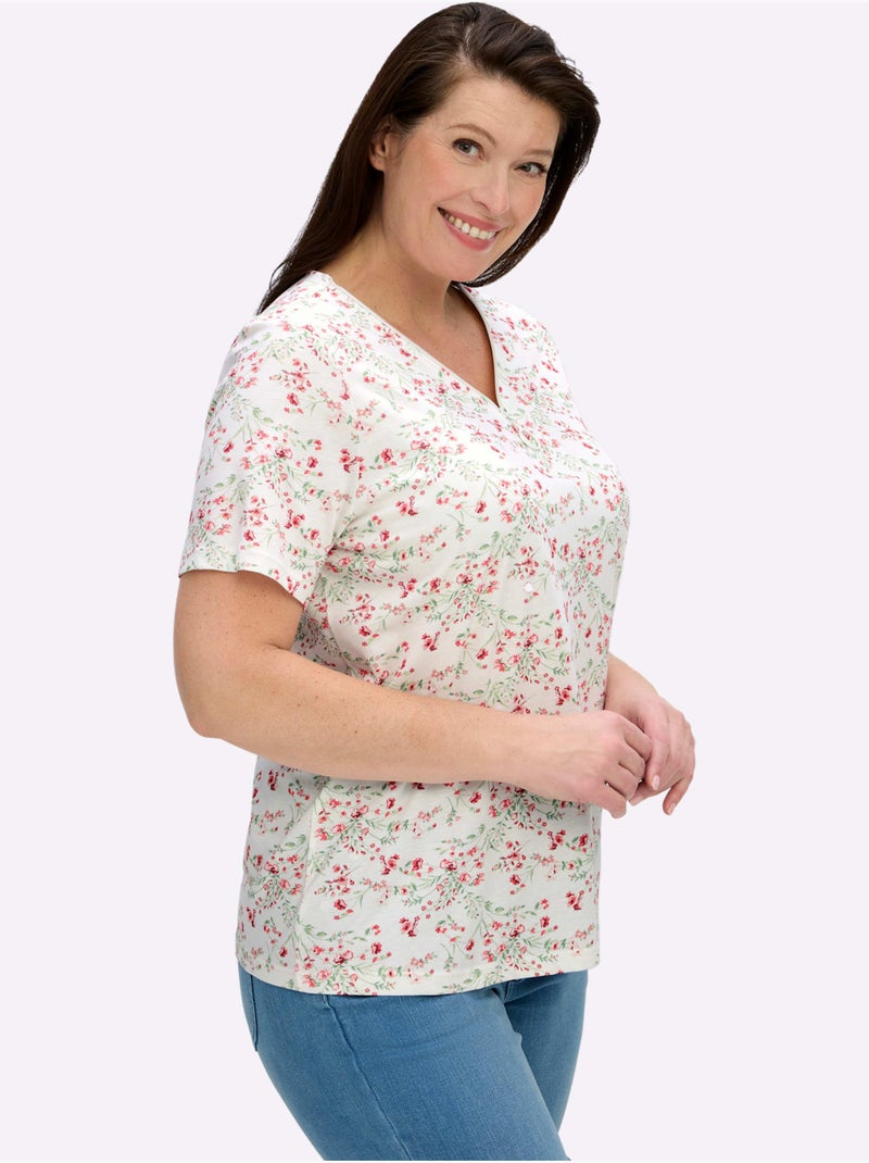 T-shirt à Manches Courtes 50% Coton - Taille Standard - Witt Beige/Rose - Kiabi