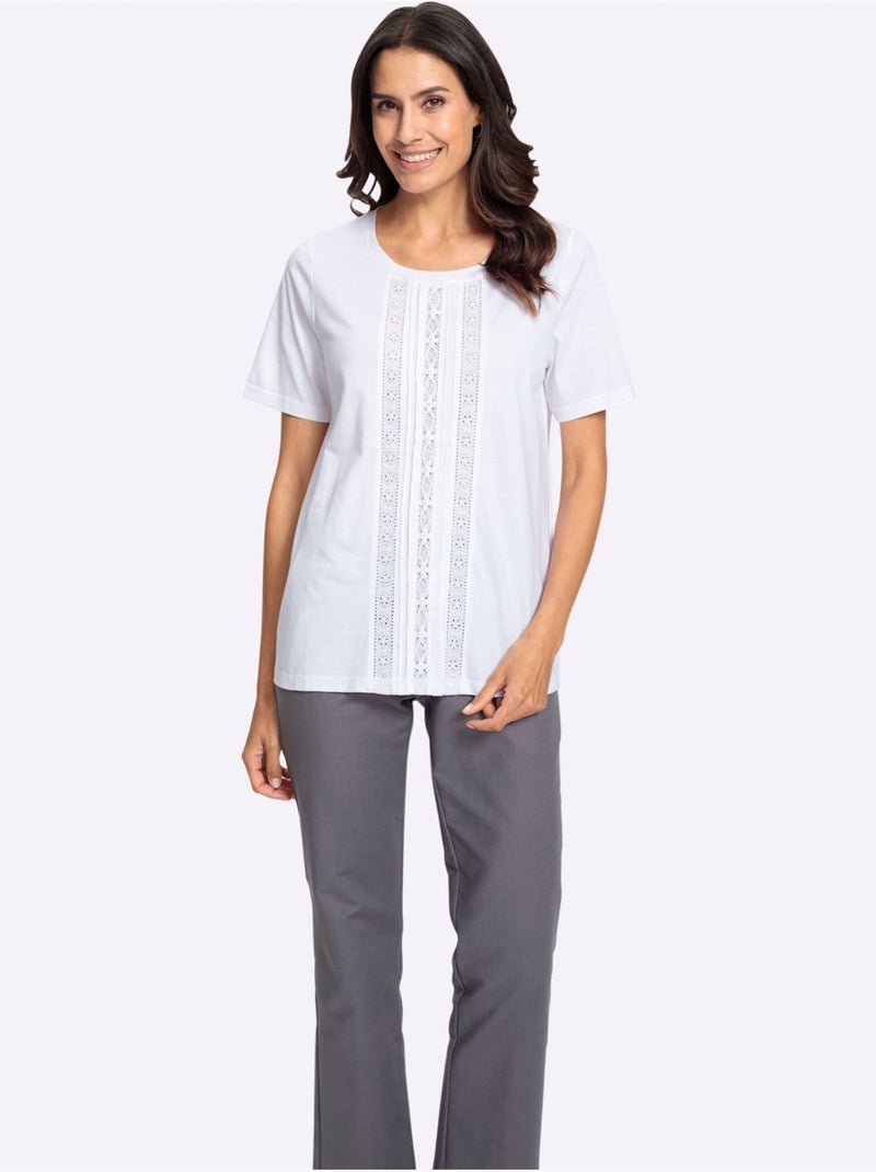 T-shirt à Manches Courtes 50% Coton - Taille Standard - Witt Blanc - Kiabi
