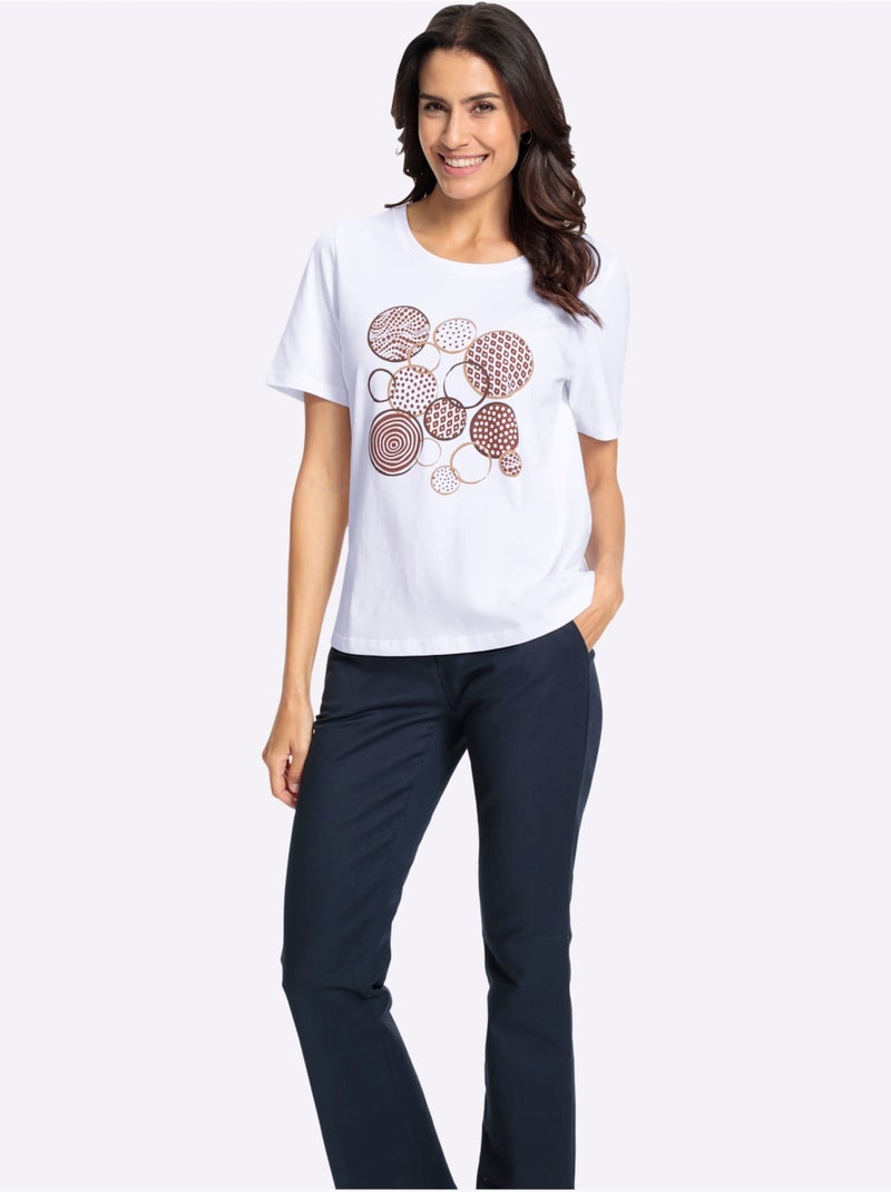T-shirt à Manches Courtes 50% Coton - Taille Standard - Witt Blanc Rouge - Kiabi