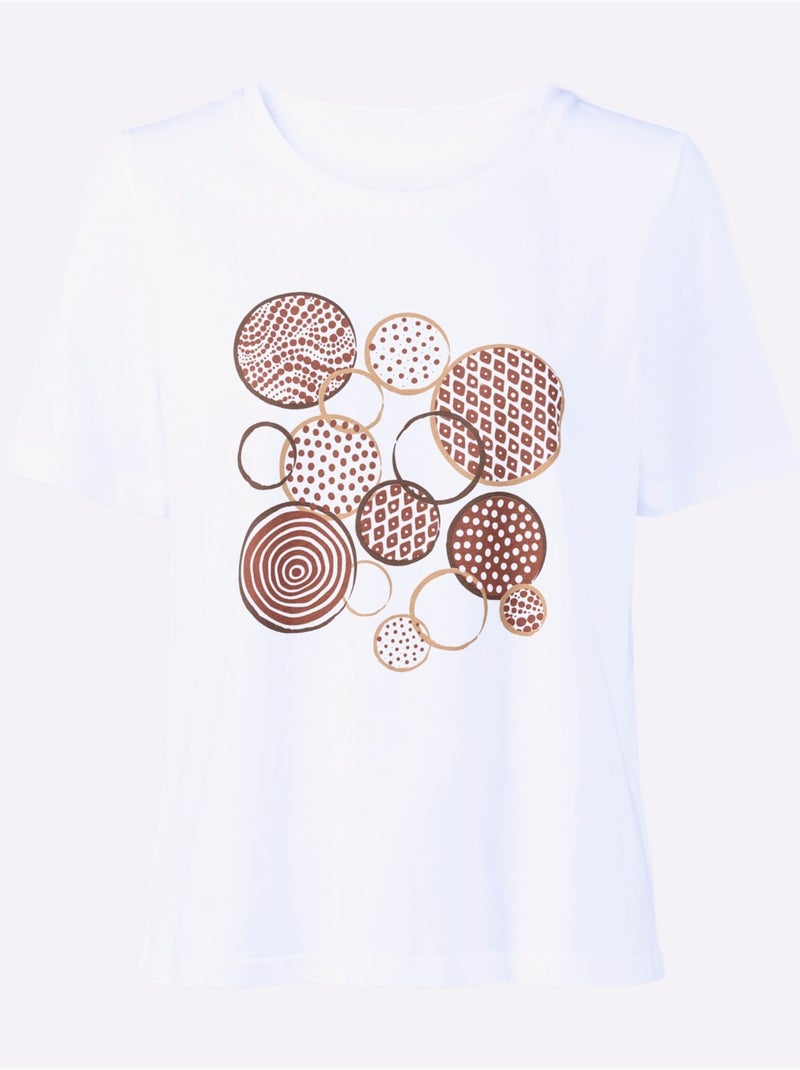 T-shirt à Manches Courtes 50% Coton - Taille Standard - Witt Blanc Rouge - Kiabi