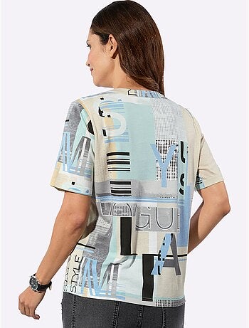 T shirt à manches courtes avec imprimé graphique et lettrage - taille standard - witt