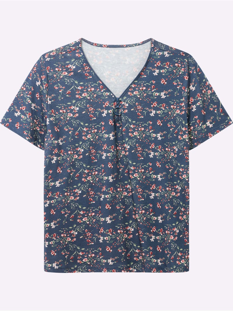 T-shirt à Manches Courtes 50% Coton - Taille Standard - Witt Bleu Rose - Kiabi