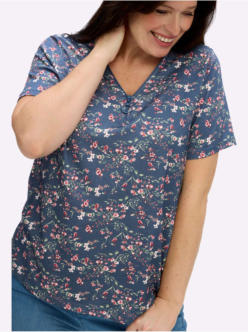 T-shirt à Manches Courtes 50% Coton - Taille Standard - Witt Bleu Rose - Kiabi