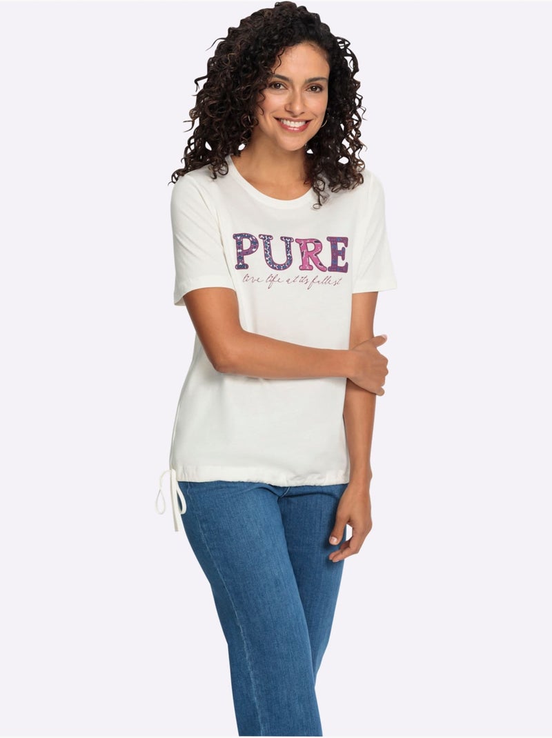 T-shirt à Manches Courtes 50% Coton Et 50% Modal - Taille Standard - Witt Ecru - Kiabi