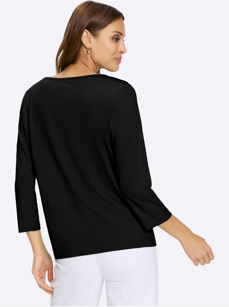 T-shirt à Manches Courtes 50% Coton Et 50% Modal - Taille Standard - Witt Noir - Kiabi
