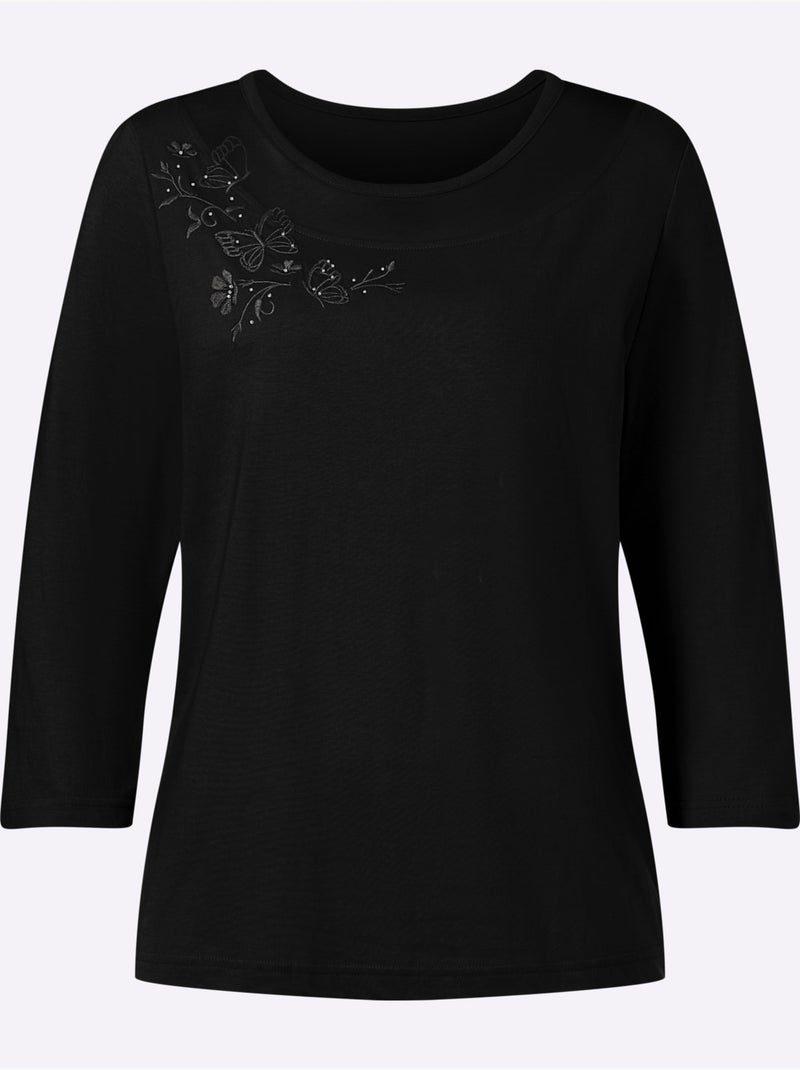 T-shirt à Manches Courtes 50% Coton Et 50% Modal - Taille Standard - Witt Noir - Kiabi