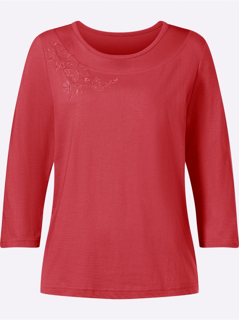 T-shirt à Manches Courtes 50% Coton Et 50% Modal - Taille Standard - Witt Rouge - Kiabi