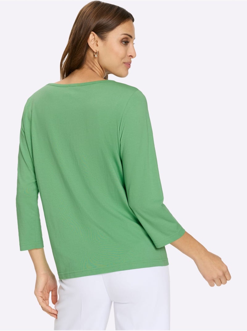 T-shirt à Manches Courtes 50% Coton Et 50% Modal - Taille Standard - Witt Vert - Kiabi
