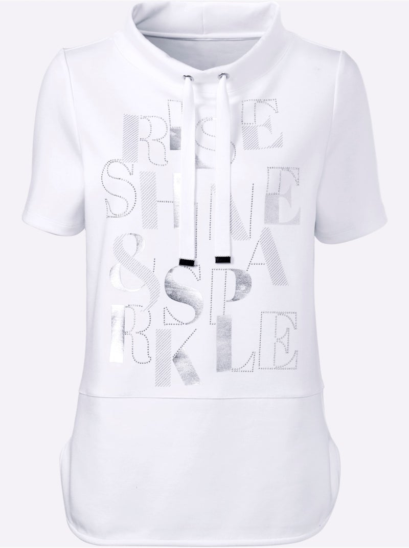 T-shirt à Manches Courtes 50% Modal - Taille Standard - Helline Blanc - Kiabi