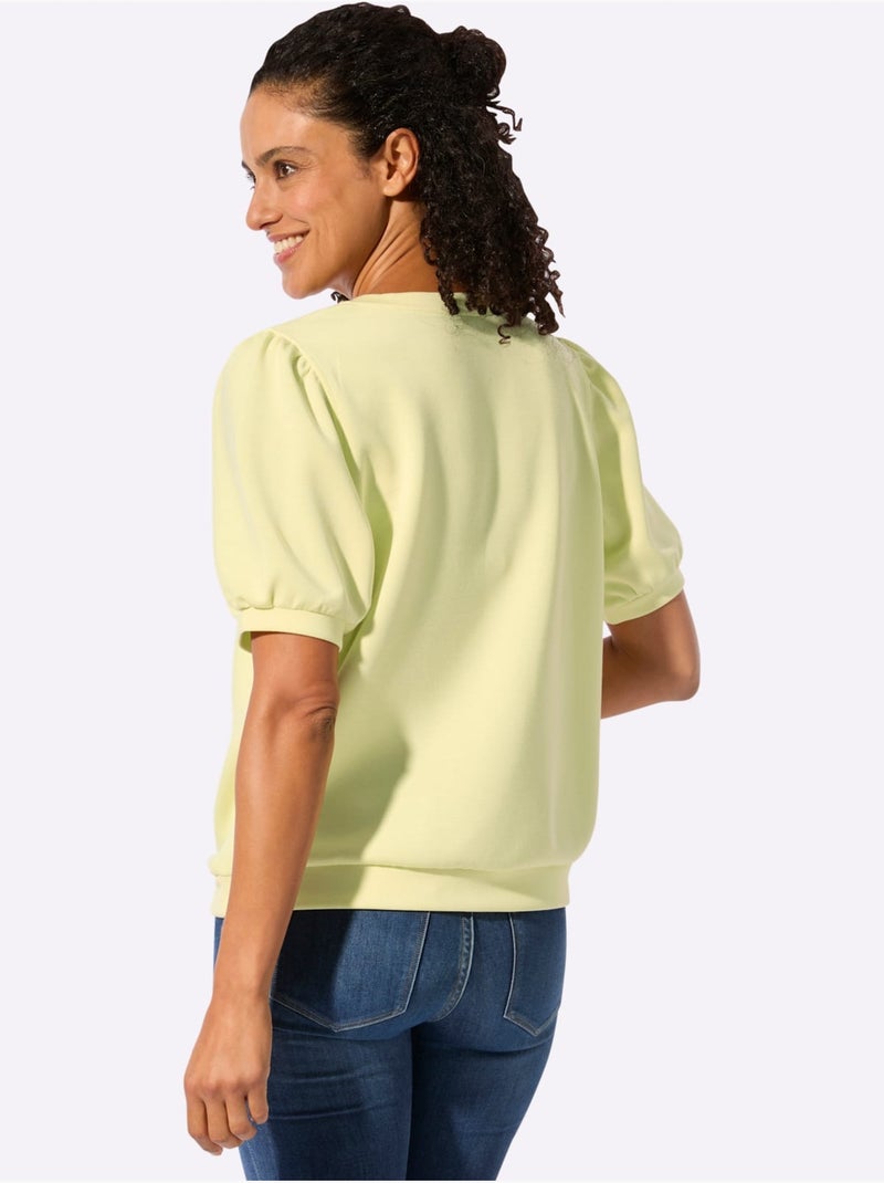 T-shirt à Manches Courtes 50% Modal - Taille Standard - Witt Jaune citron - Kiabi