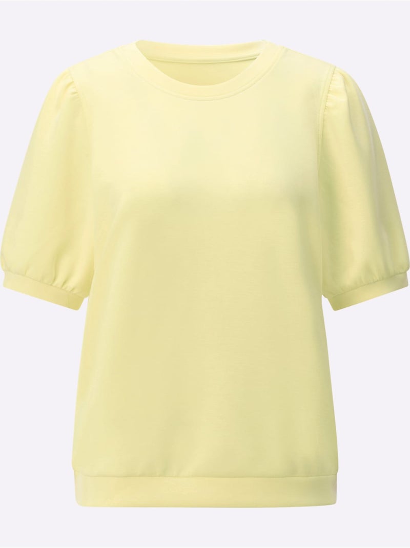 T-shirt à Manches Courtes 50% Modal - Taille Standard - Witt Jaune citron - Kiabi