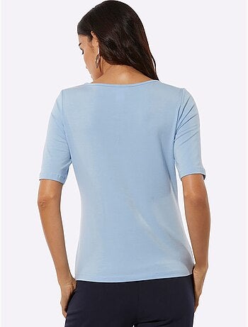 T-shirt à Manches Courtes 95% Lyocell (tencel) - Taille Standard - Helline