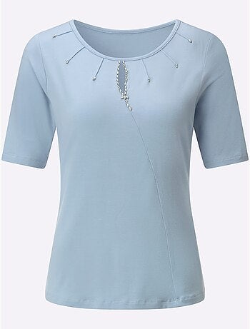 T-shirt à Manches Courtes 95% Lyocell (tencel) - Taille Standard - Helline