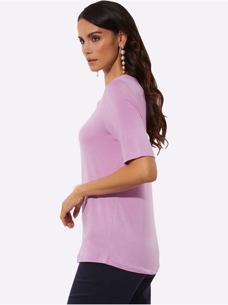 T-shirt à manches courtes 95% modal - taille standard - helline Rose - Kiabi