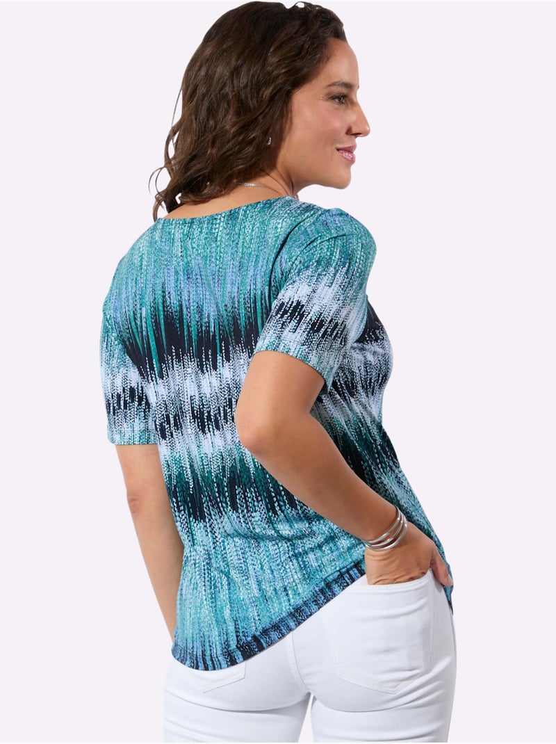 T-shirt à Manches Courtes 95% Viscose (ecovero) - Taille Standard - Witt Bleu Vert - Kiabi