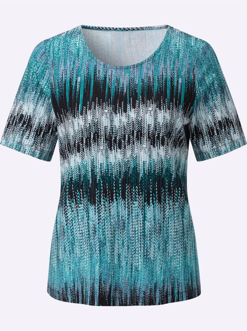 T-shirt à Manches Courtes 95% Viscose (ecovero) - Taille Standard - Witt Bleu Vert - Kiabi
