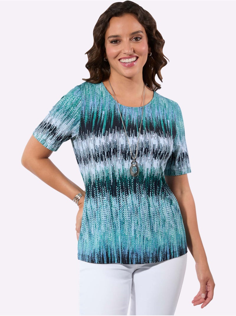 T-shirt à Manches Courtes 95% Viscose (ecovero) - Taille Standard - Witt Bleu Vert - Kiabi