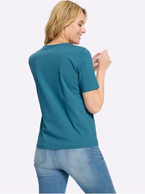 T-shirt à Manches Courtes à Encolure Ronde - Taille Standard - Moda Vilona - Kiabi