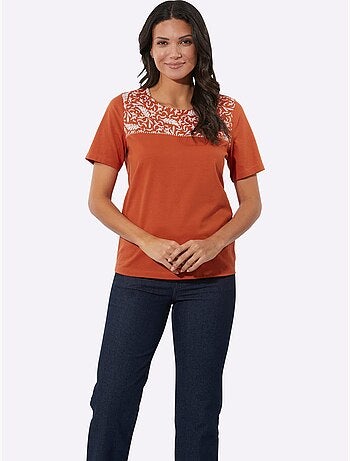 T-shirt à Manches Courtes à Encolure Ronde - Taille Standard - Moda Vilona