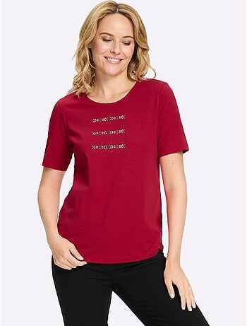 T-shirt à Manches Courtes à Encolure Ronde - Taille Standard - Moda Vilona