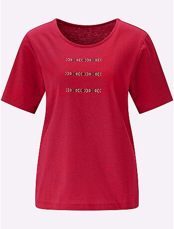 T-shirt à Manches Courtes à Encolure Ronde - Taille Standard - Moda Vilona