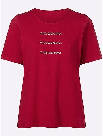 T-shirt à Manches Courtes à Encolure Ronde - Taille Standard - Moda Vilona