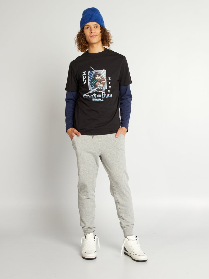 T-shirt à manches courtes 'Attaque des Titans' Noir - Kiabi
