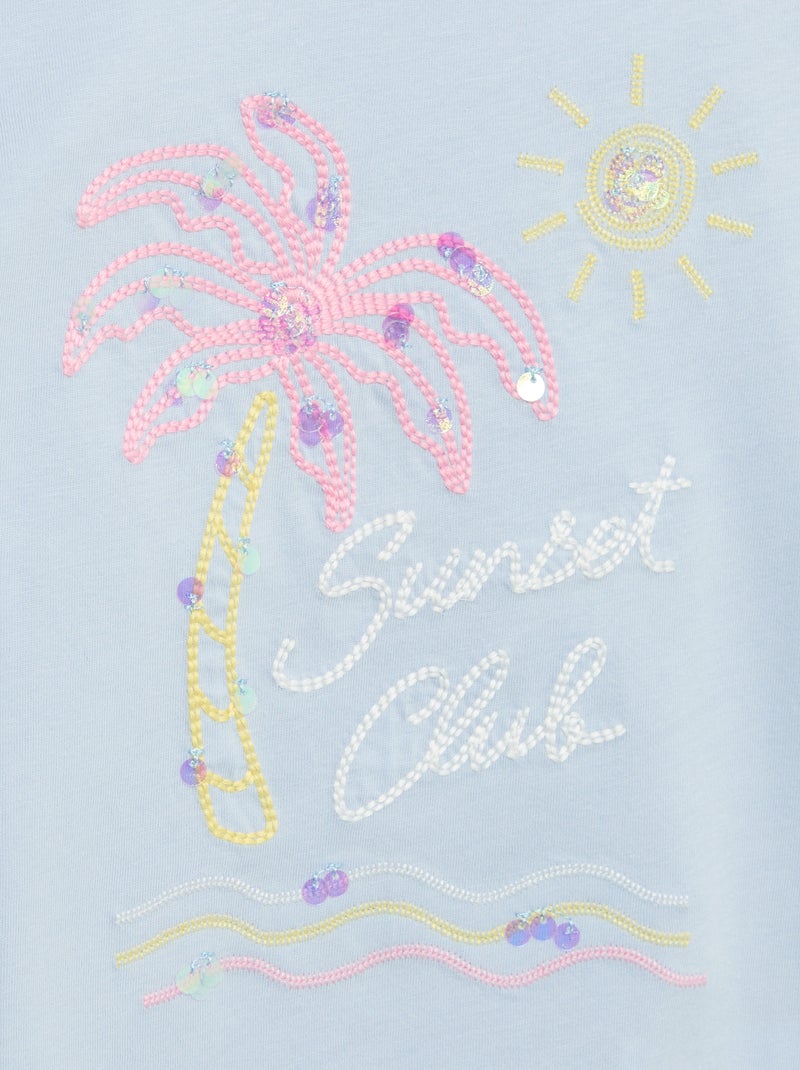 T-shirt à manches courtes avec animation Bleu - Kiabi