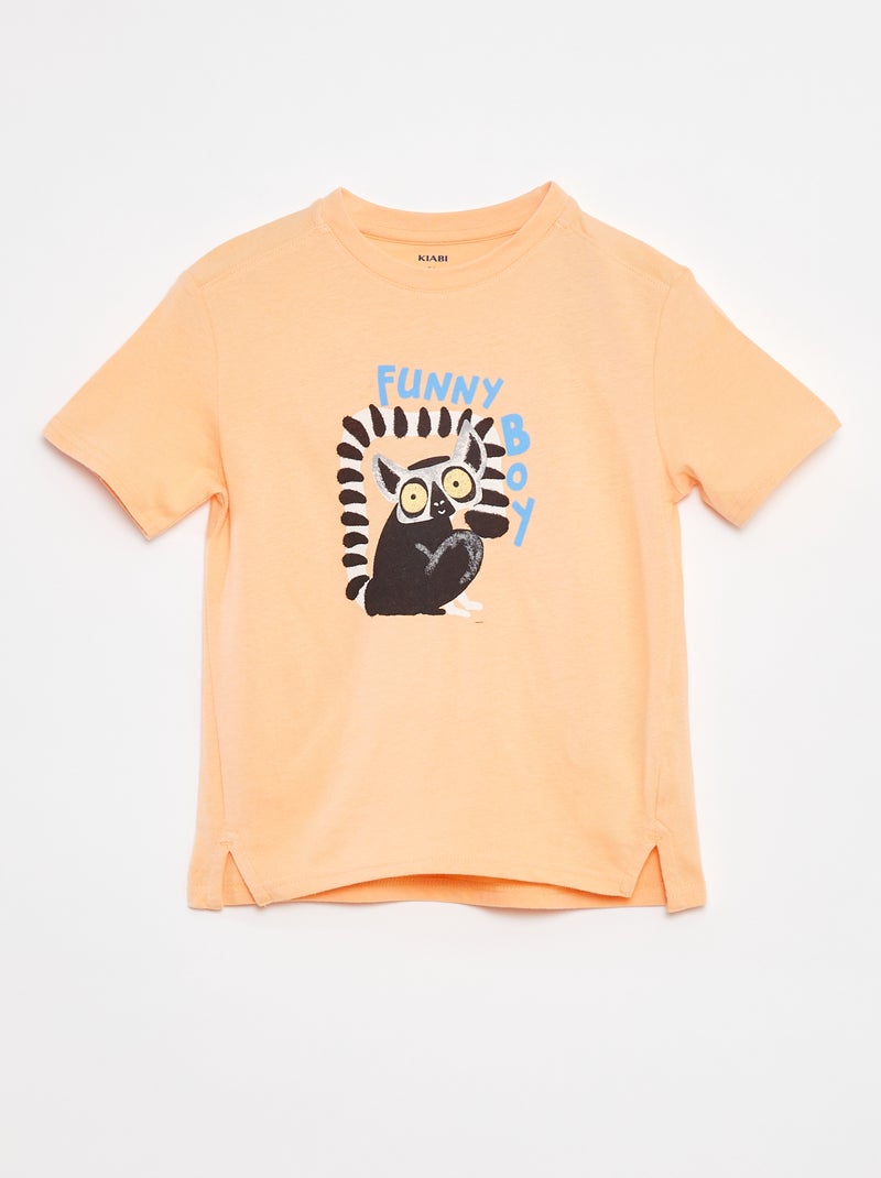 T-shirt à manches courtes avec animation ORANGE - Kiabi