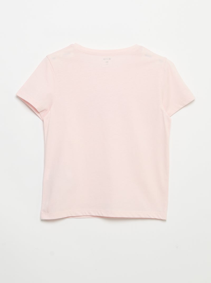 T-shirt à manches courtes avec animation Rose - Kiabi