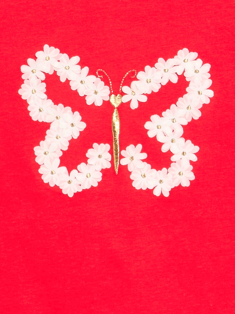 T-shirt à manches courtes avec animation Rouge - Kiabi