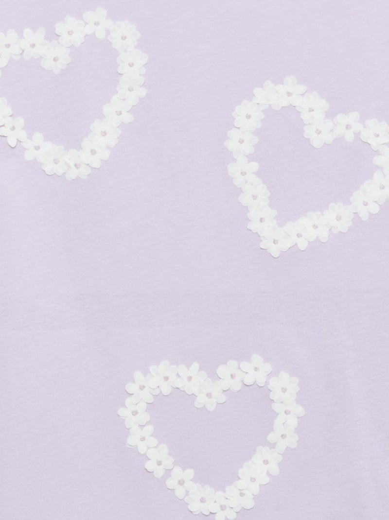 T-shirt à manches courtes avec animation Violet - Kiabi