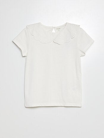 T-shirt à manches courtes avec broderies anglaises