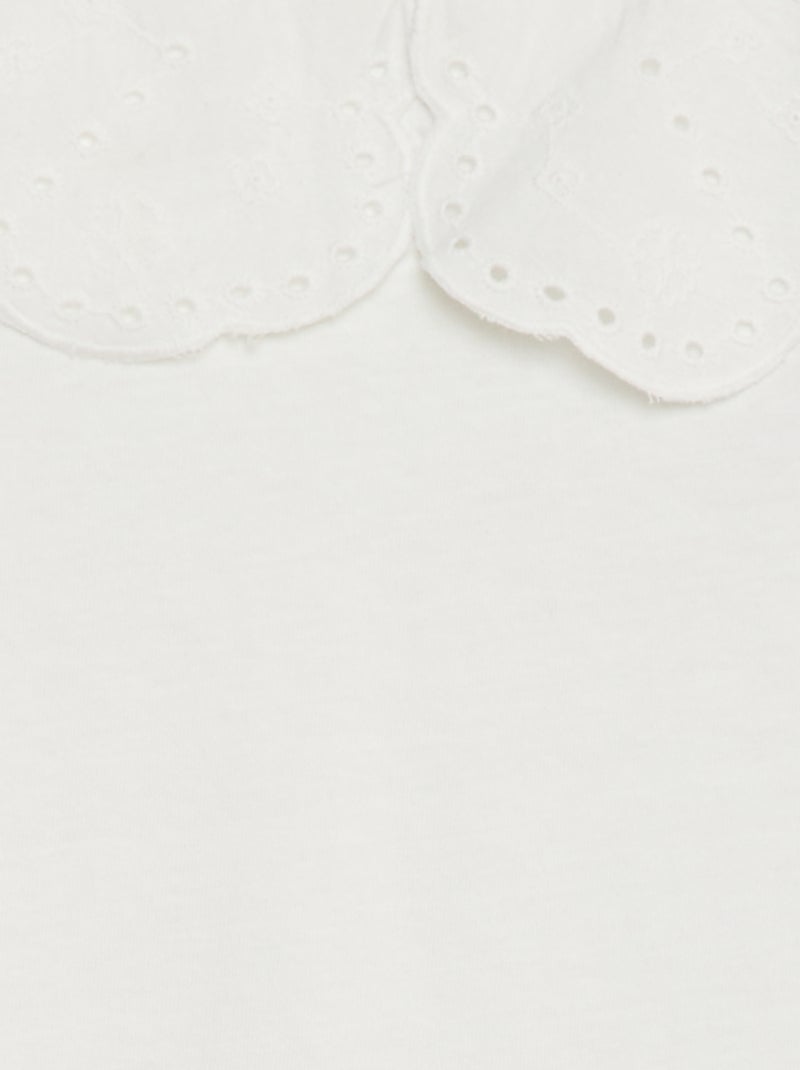 T-shirt à manches courtes avec broderies anglaises Blanc - Kiabi