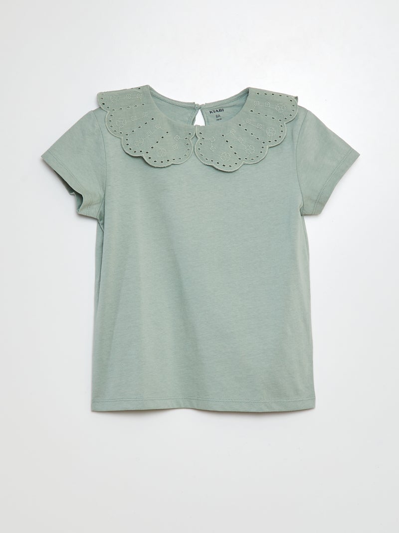 T-shirt à manches courtes avec broderies anglaises ROSE - Kiabi