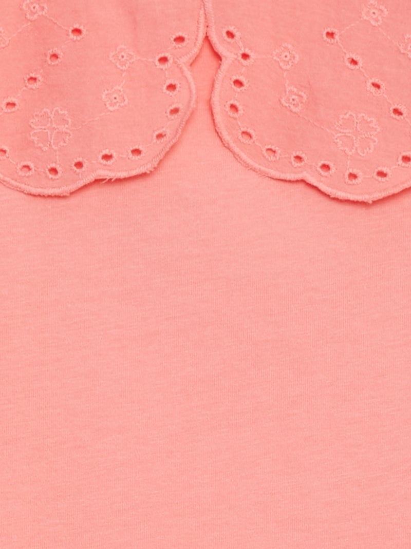 T-shirt à manches courtes avec broderies anglaises Rose - Kiabi