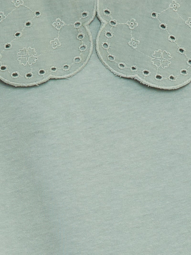 T-shirt à manches courtes avec broderies anglaises Vert - Kiabi