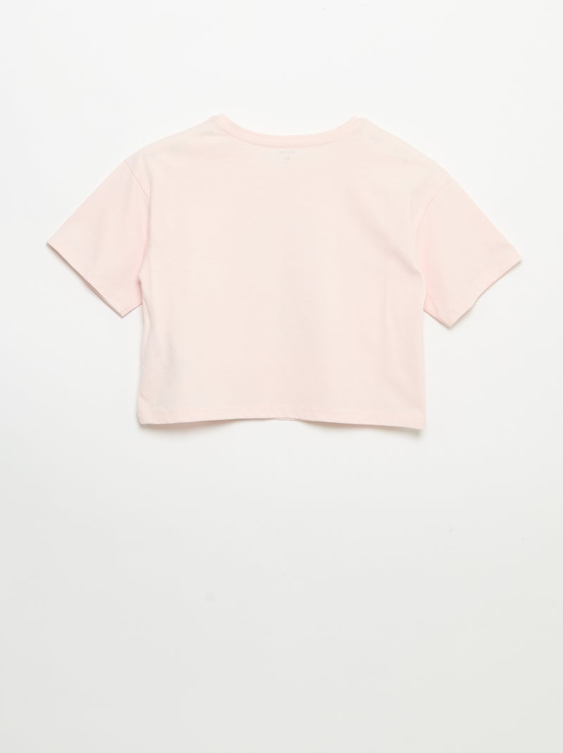 T-shirt à manches courtes avec broderies Rose - Kiabi