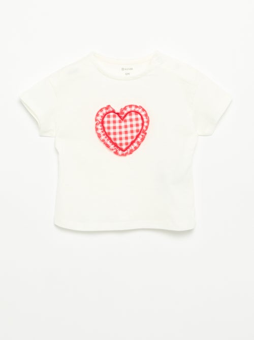 T-shirt à manches courtes avec cœur cousu - Kiabi
